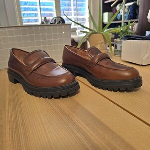 Madewell Lug Soled Brown Leather Loafers Size 10